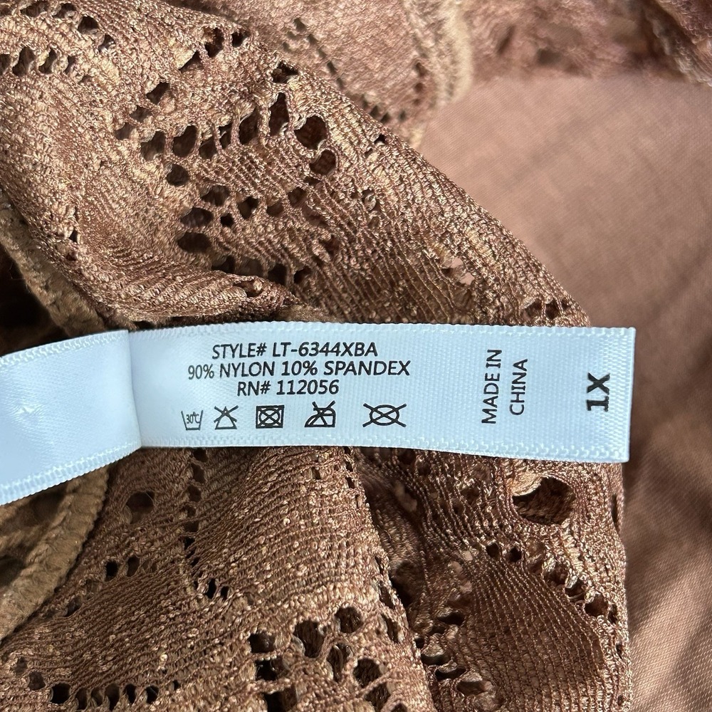 Zenana Racerback Lace Padded Bralette Brown Plus Size 1X - Picture 4 of 4